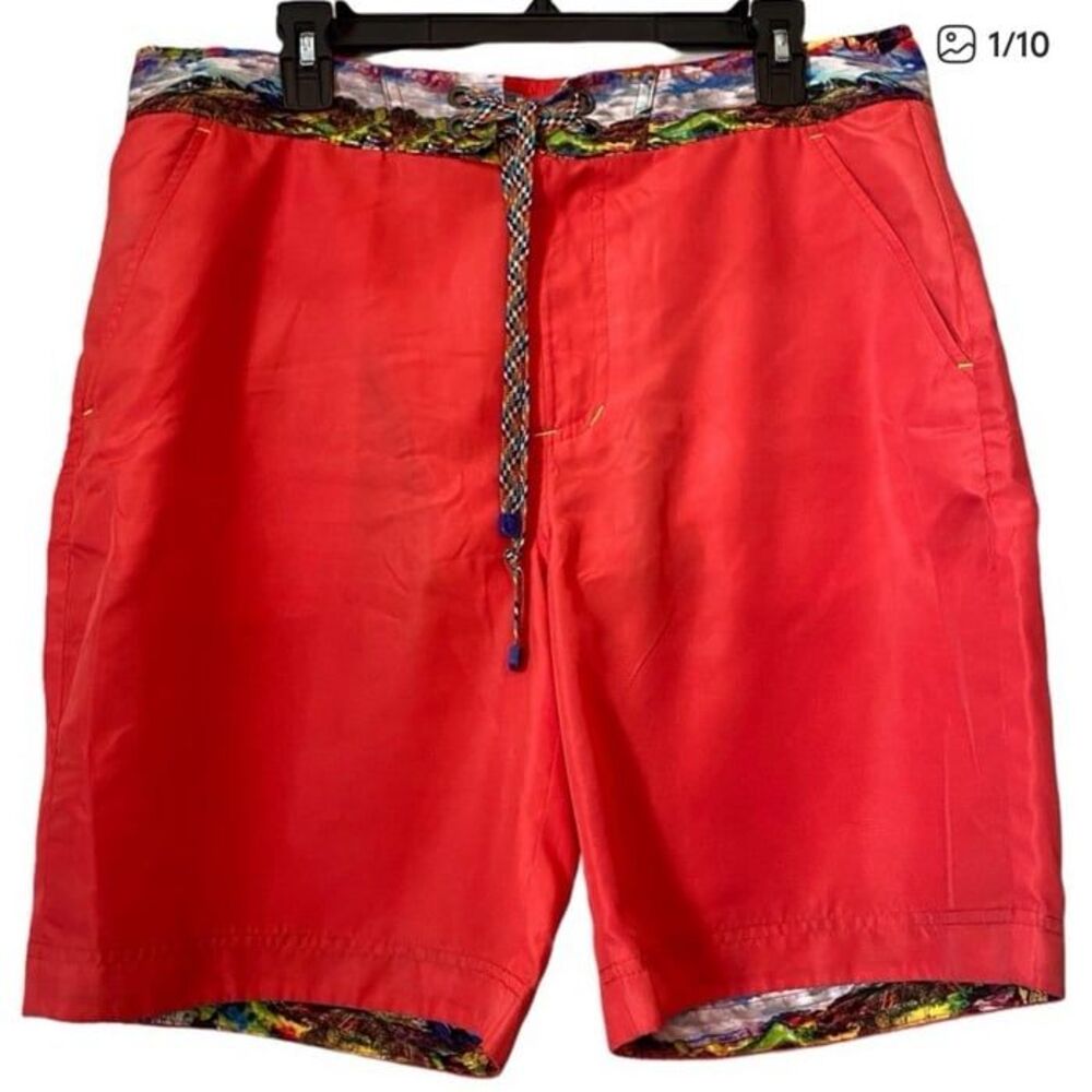 Robert Graham Boundless Board Shorts Swim Trunks Men’s Size 42 Red Orange